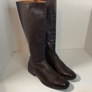 Women’s J Crew chocolate brown Italian leather riding boots SZ 8.5 made in Italy